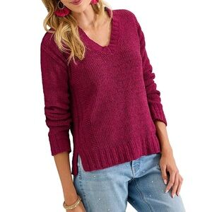 Tommy Bahama Malibu Chenille V-Neck Long Sleeve Sweater, color: Coconut